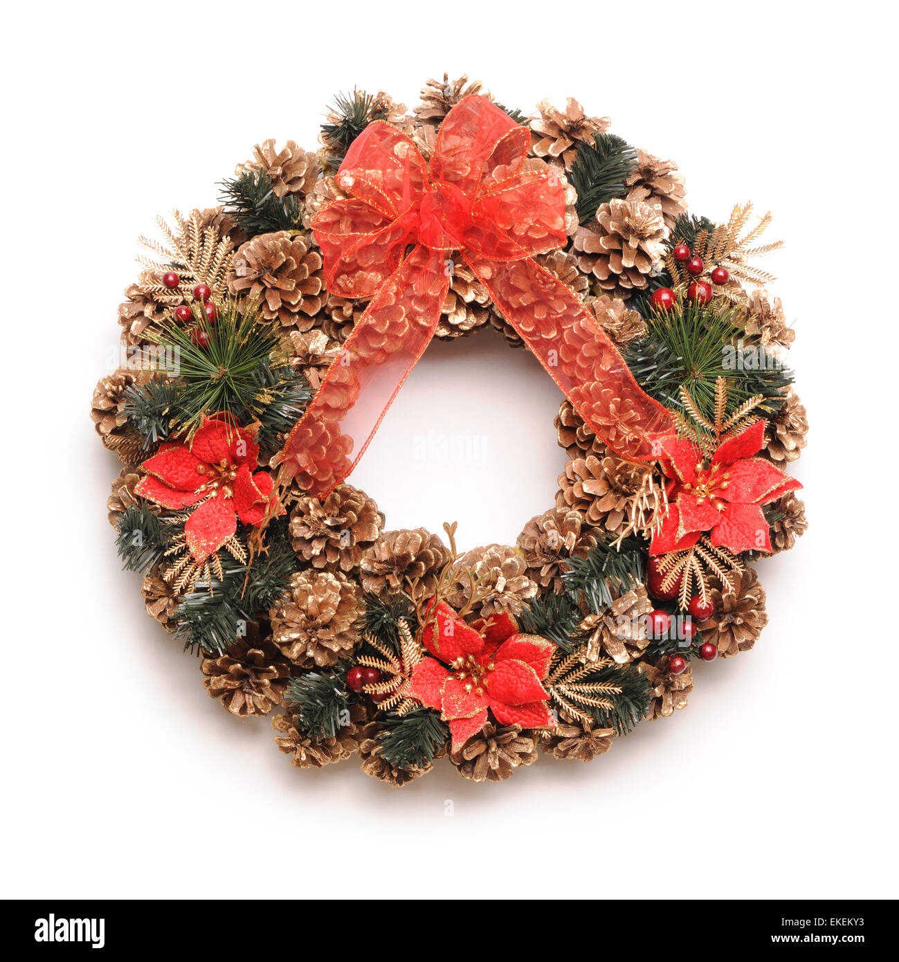 Pinecones and red Christmas ribbon Stock Photo by ©avgustin 35731637