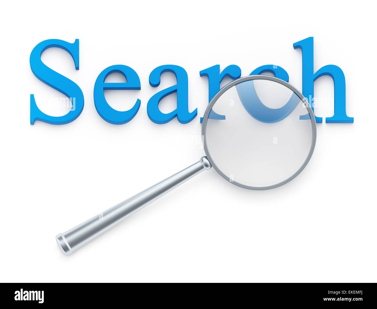 Magnification glass over 'search' word Stock Photo