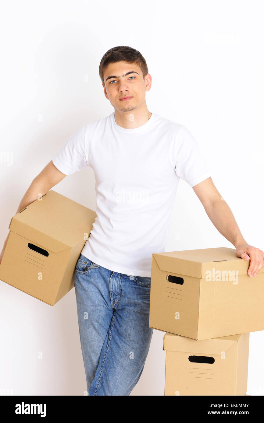 Stack cardboard moving boxes hi-res stock photography and images - Alamy