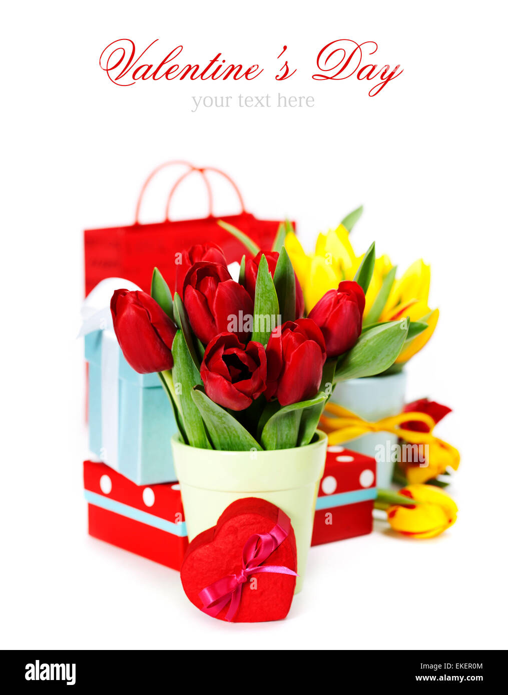gift boxes and fresh flowers Stock Photo Alamy