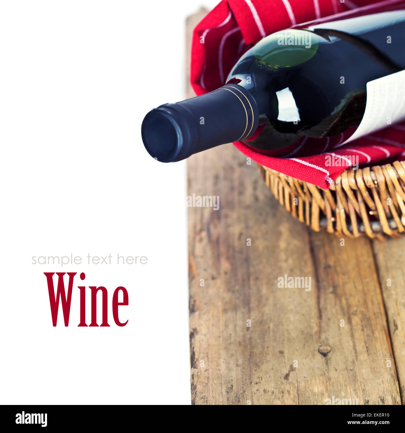bottle of red wine in basket Stock Photo Alamy