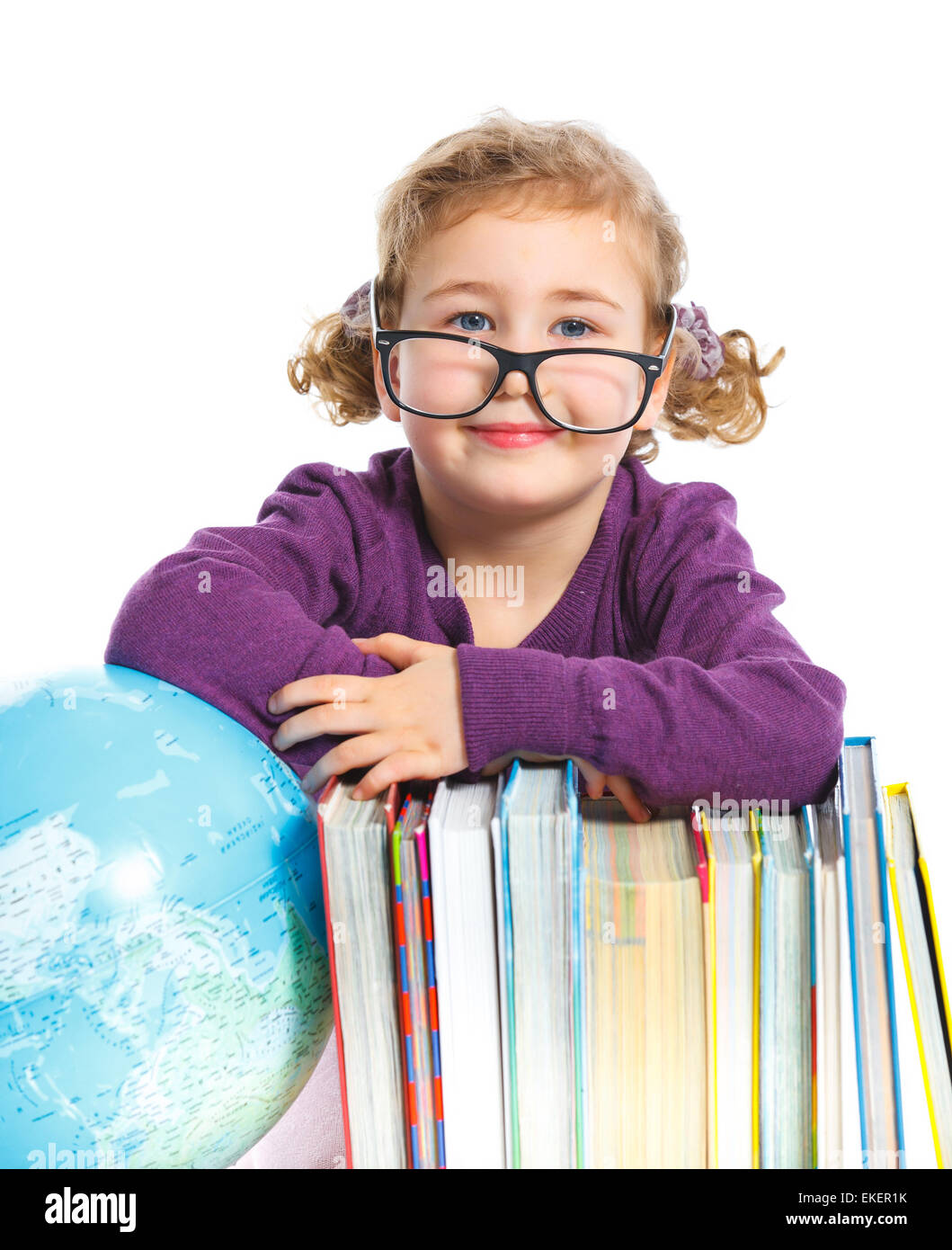 Education funny girl with books Stock Photo Alamy
