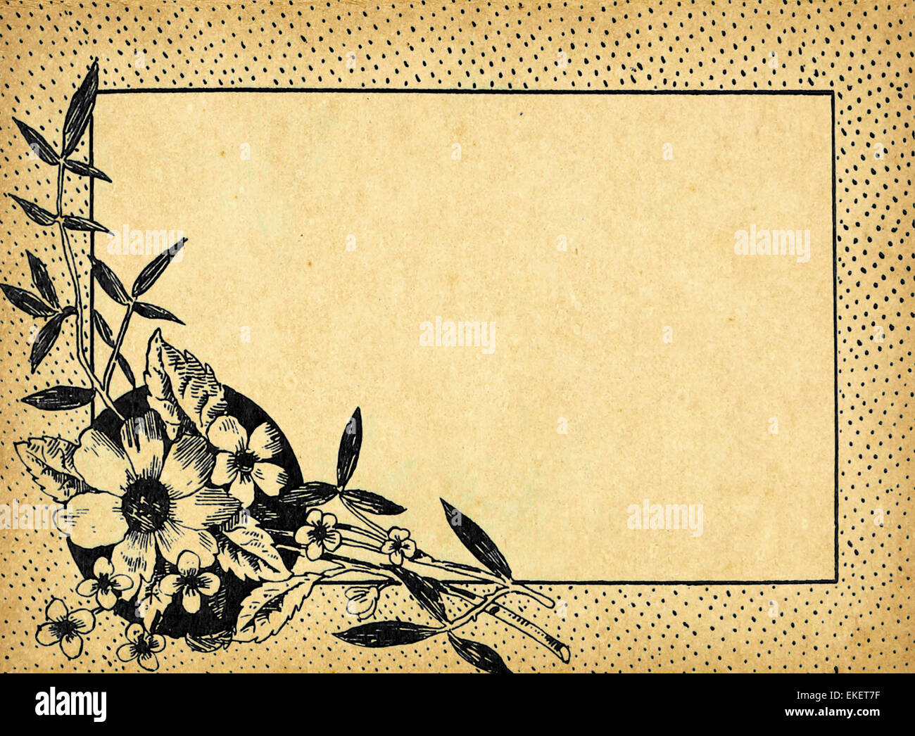 Vintage flower frame on old grunge paper Stock Photo - Alamy