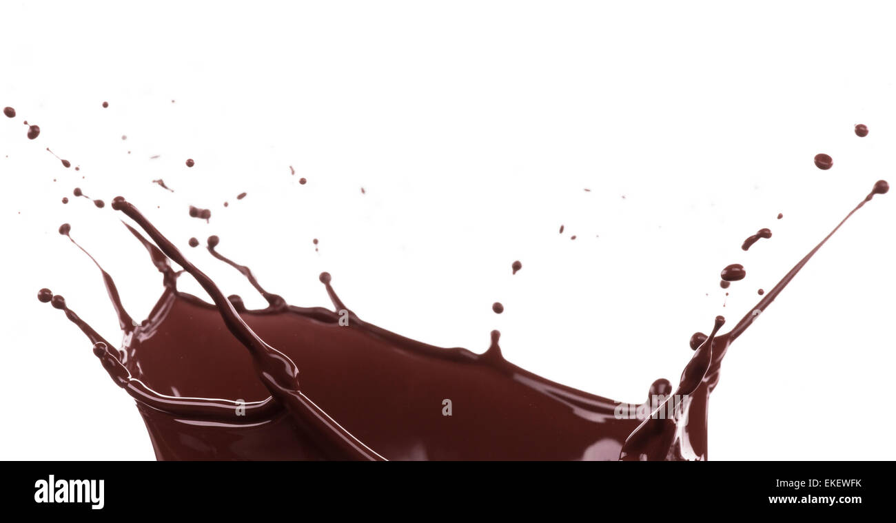 Splash of brownish chocolate isolated on white background Stock Photo
