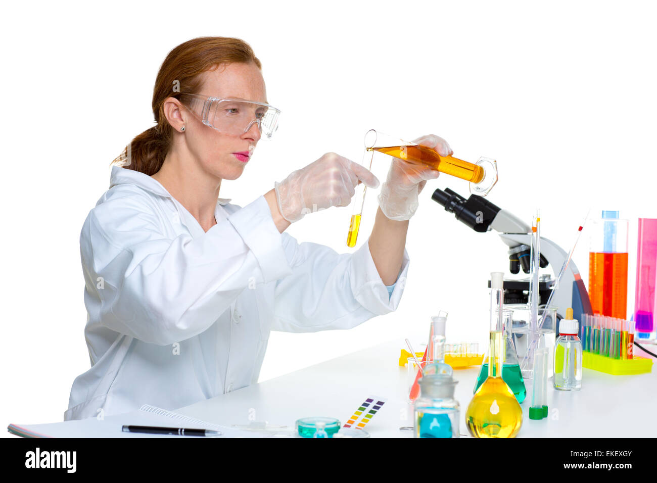 chemical laboratory scientist woman with test tube Stock Photo - Alamy