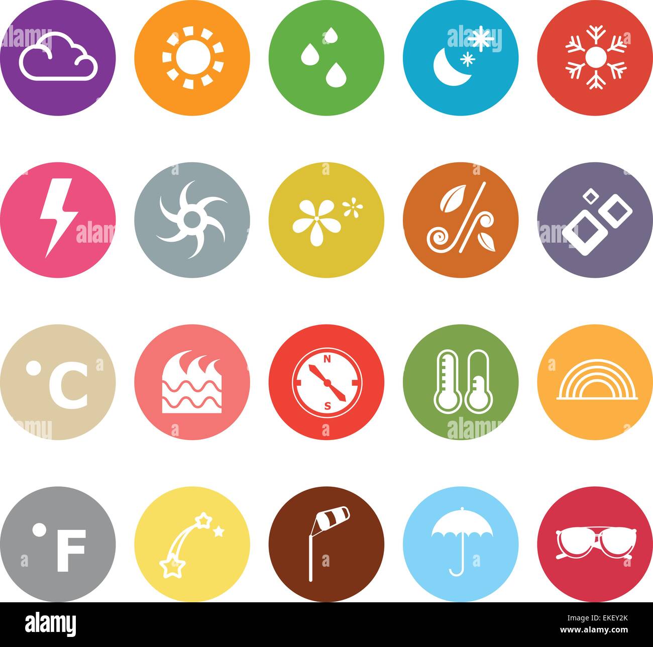 Weather flat icons on white background, stock vector Stock Vector Image ...