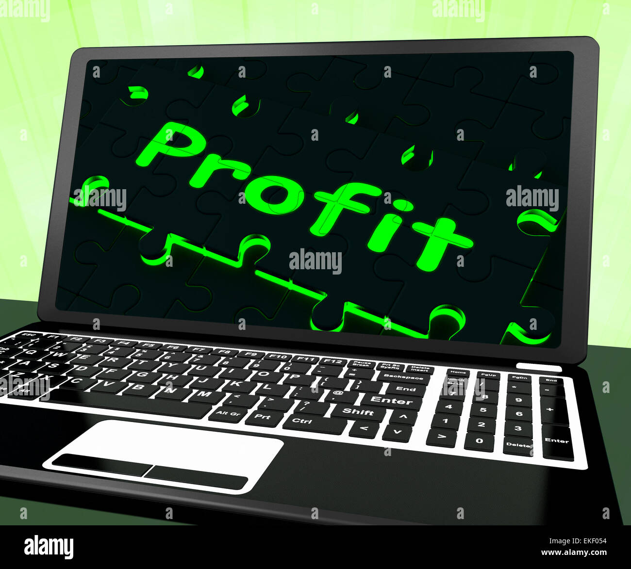 Profit On Laptop Shows Profitable Earns Stock Photo