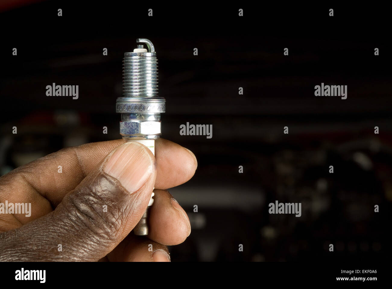 Mechanic and spark plug Stock Photo Alamy