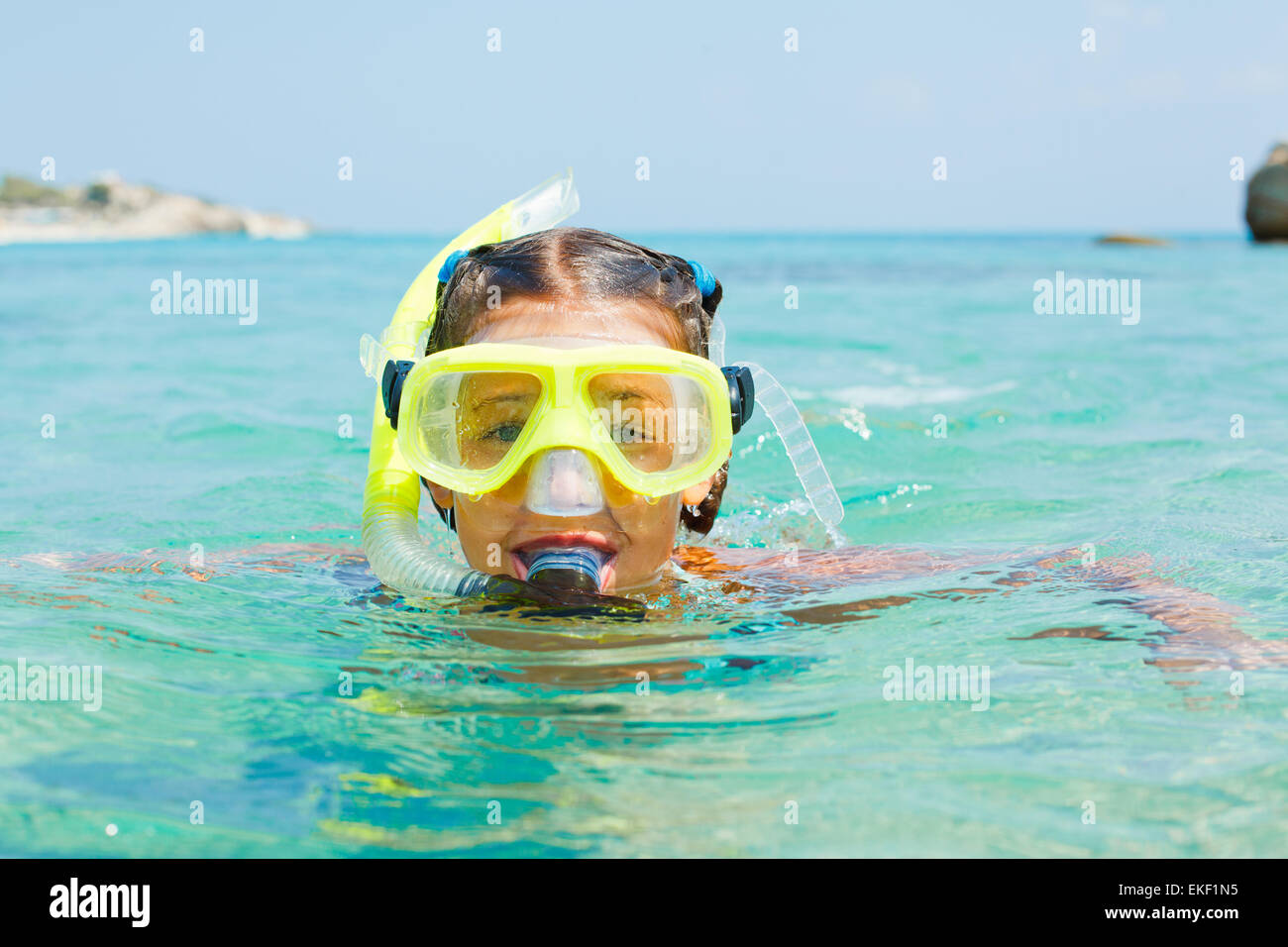 The girl in scuba mask Stock Photo