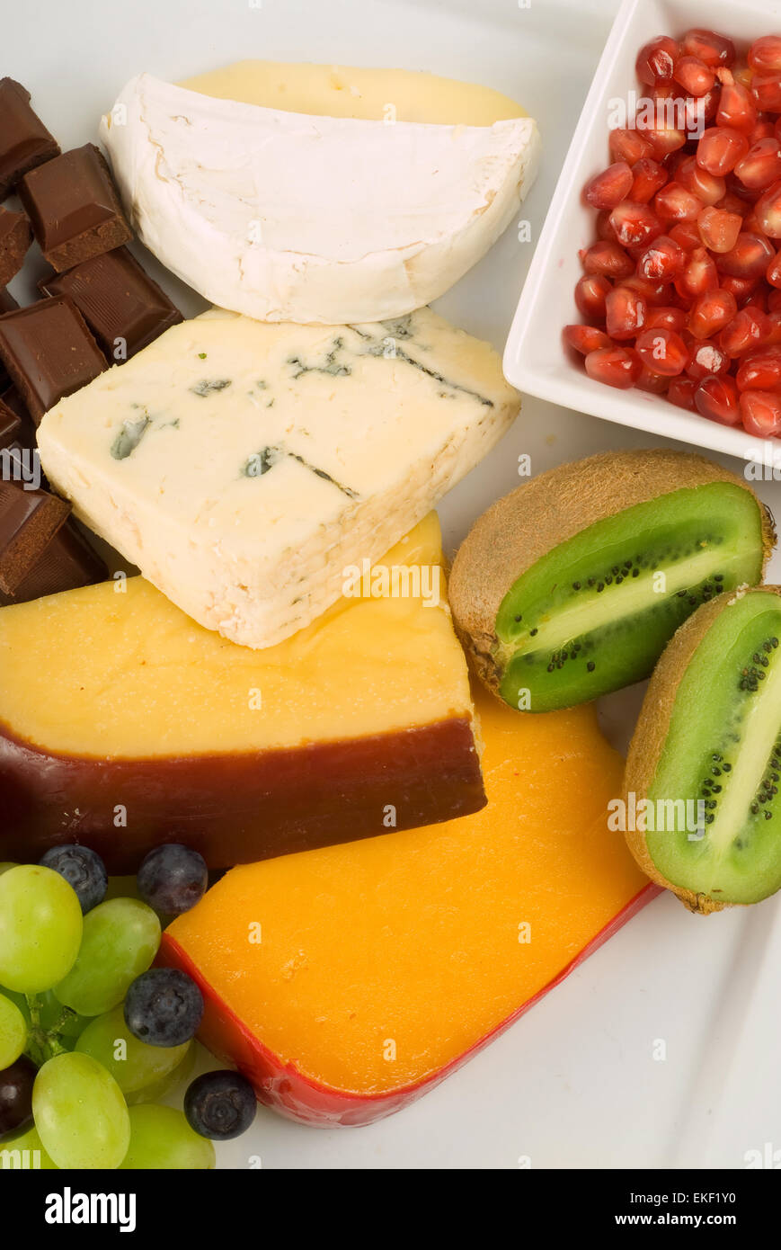 Cheese and fruit platter Stock Photo Alamy