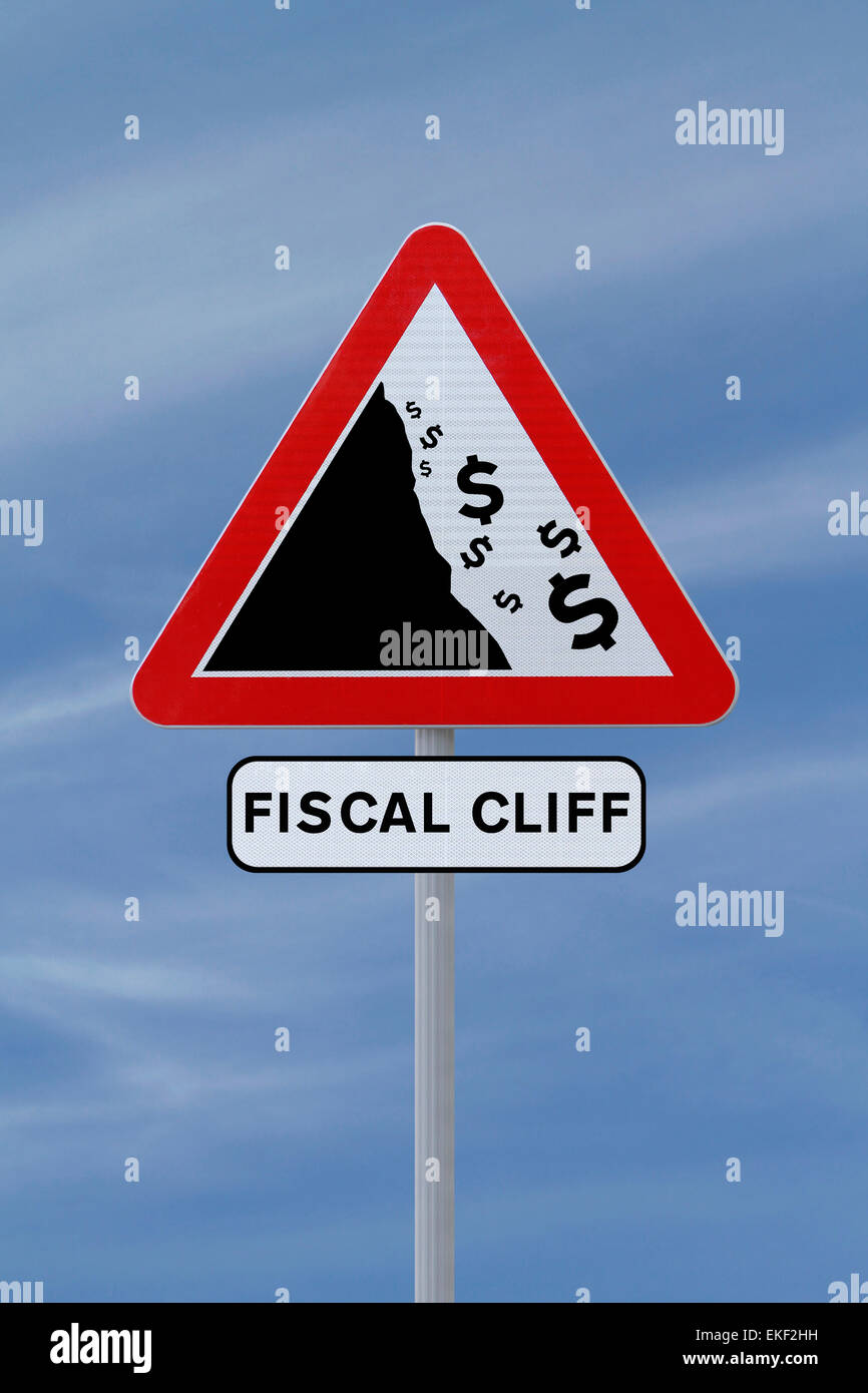 Fiscal Cliff Road Sign Stock Photo