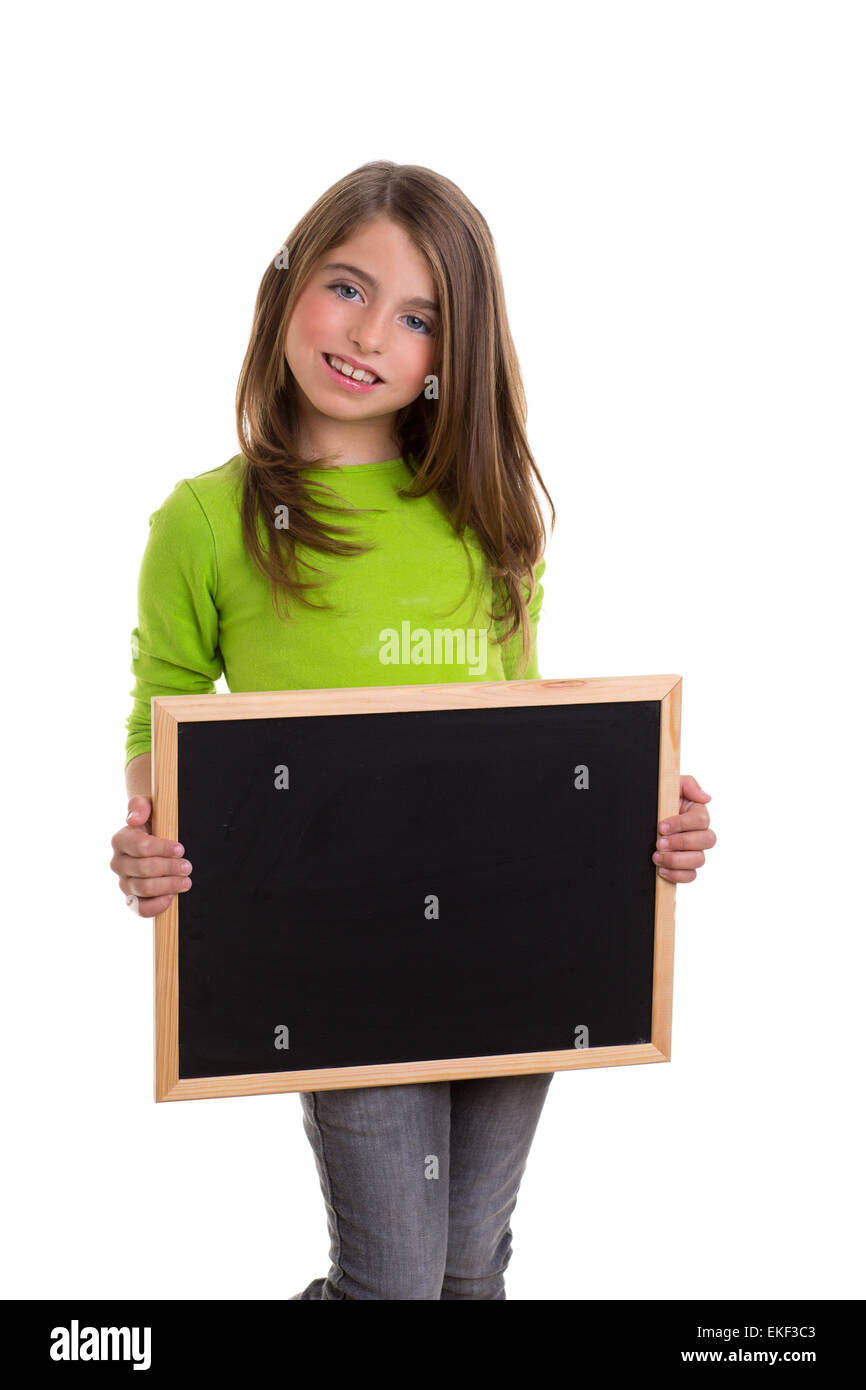 child girl with white frame copy space black blackboard Stock Photo - Alamy