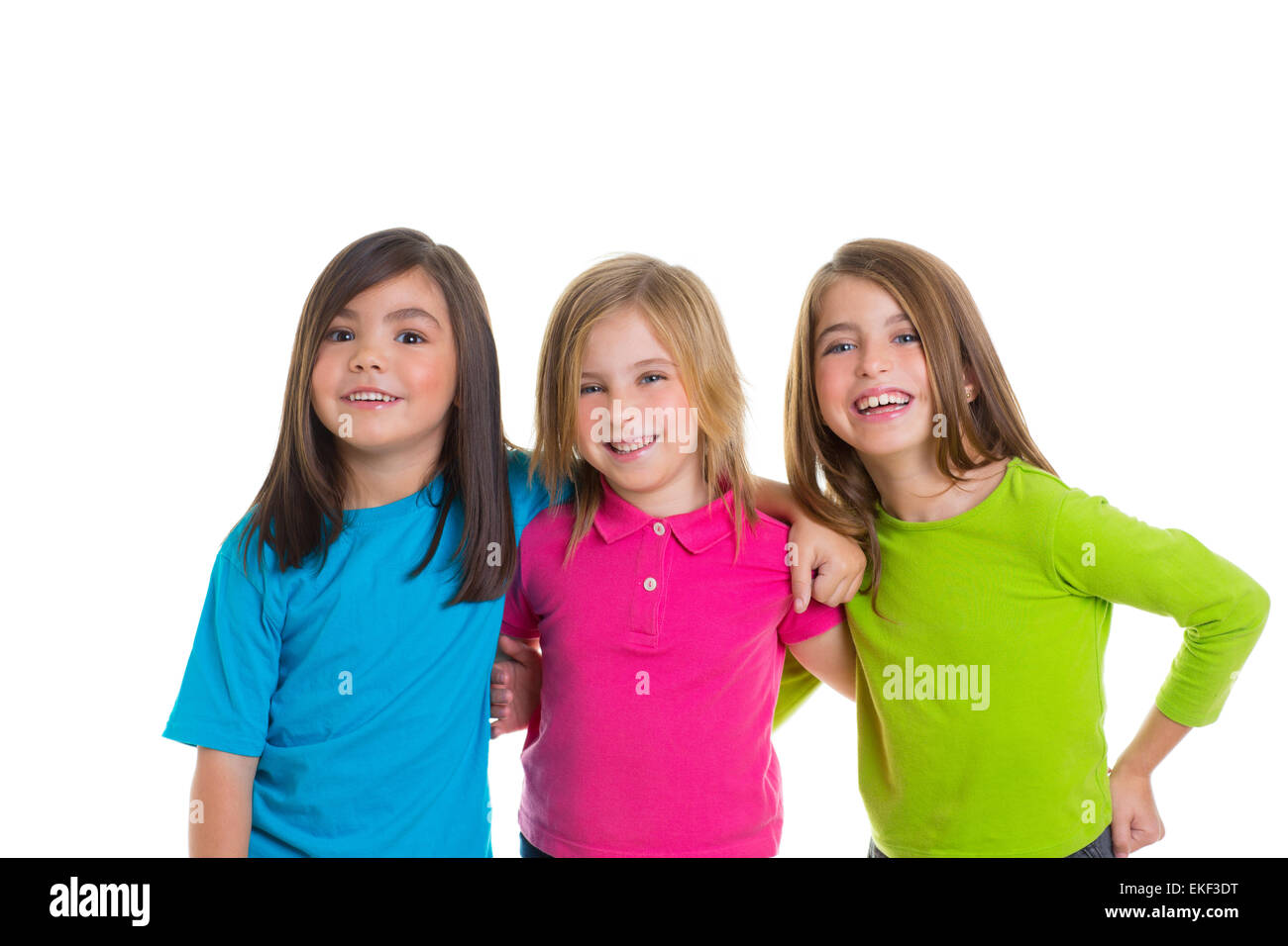 children happy girls group smiling together Stock Photo - Alamy