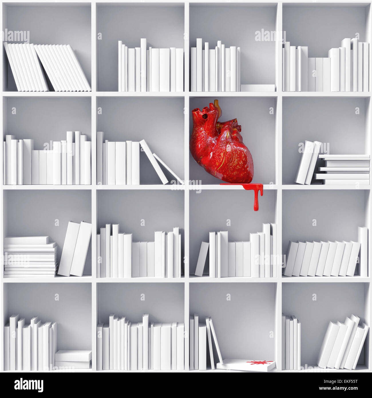 heart on the bookshelves Stock Photo