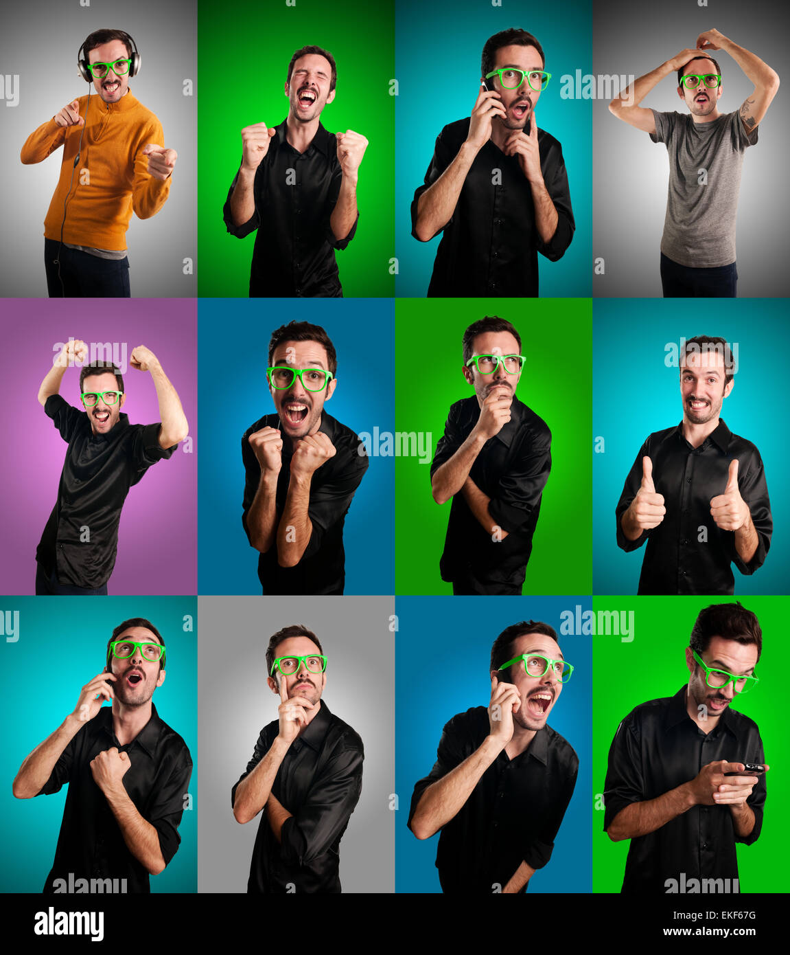 set of men with different expressions Stock Photo