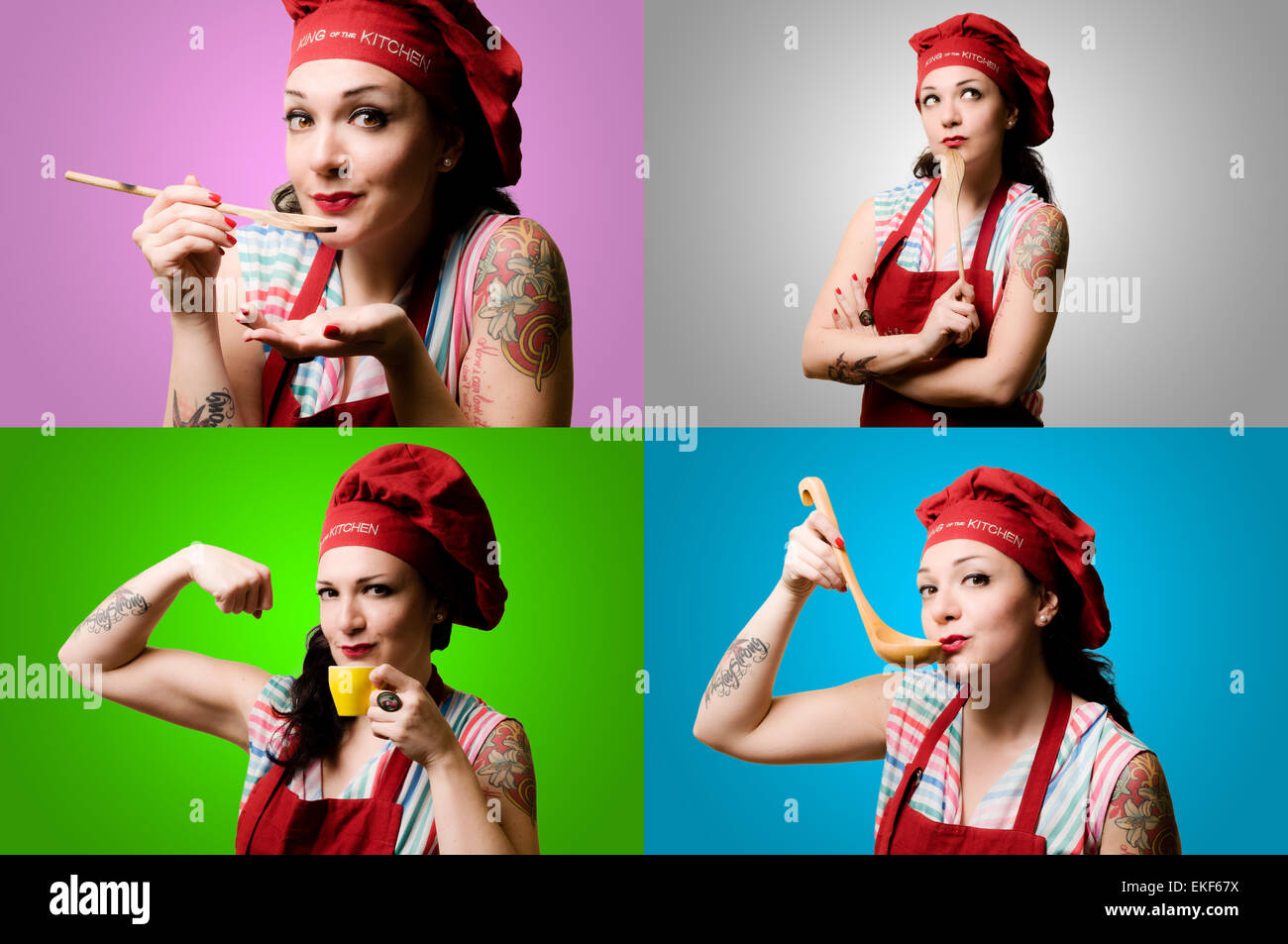 set of pinup cook girl Stock Photo