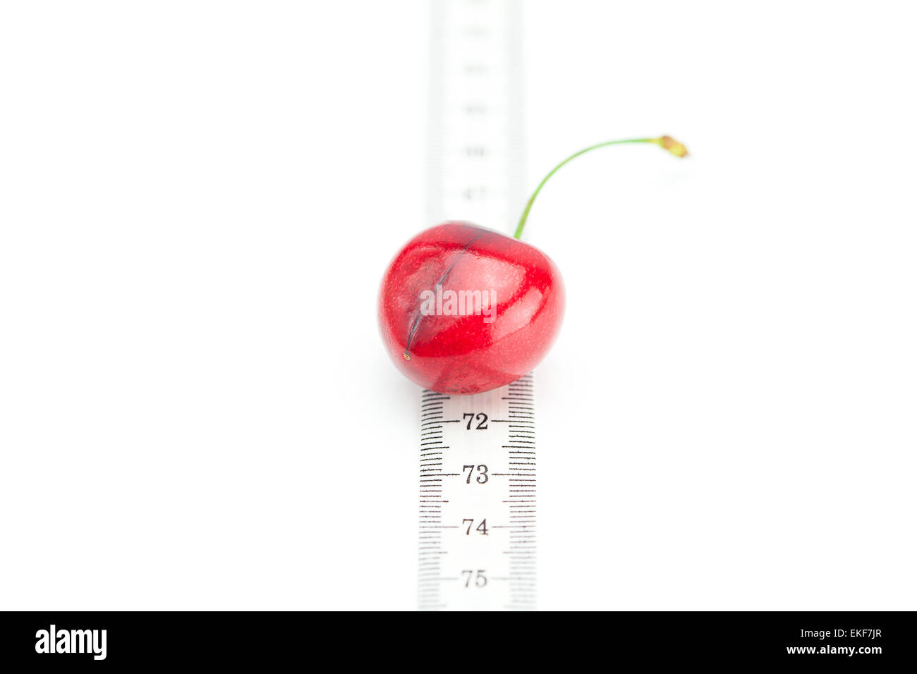 Cherry Measuring Ruler measure tape and cherry isolated on white Stock Photo - Alamy