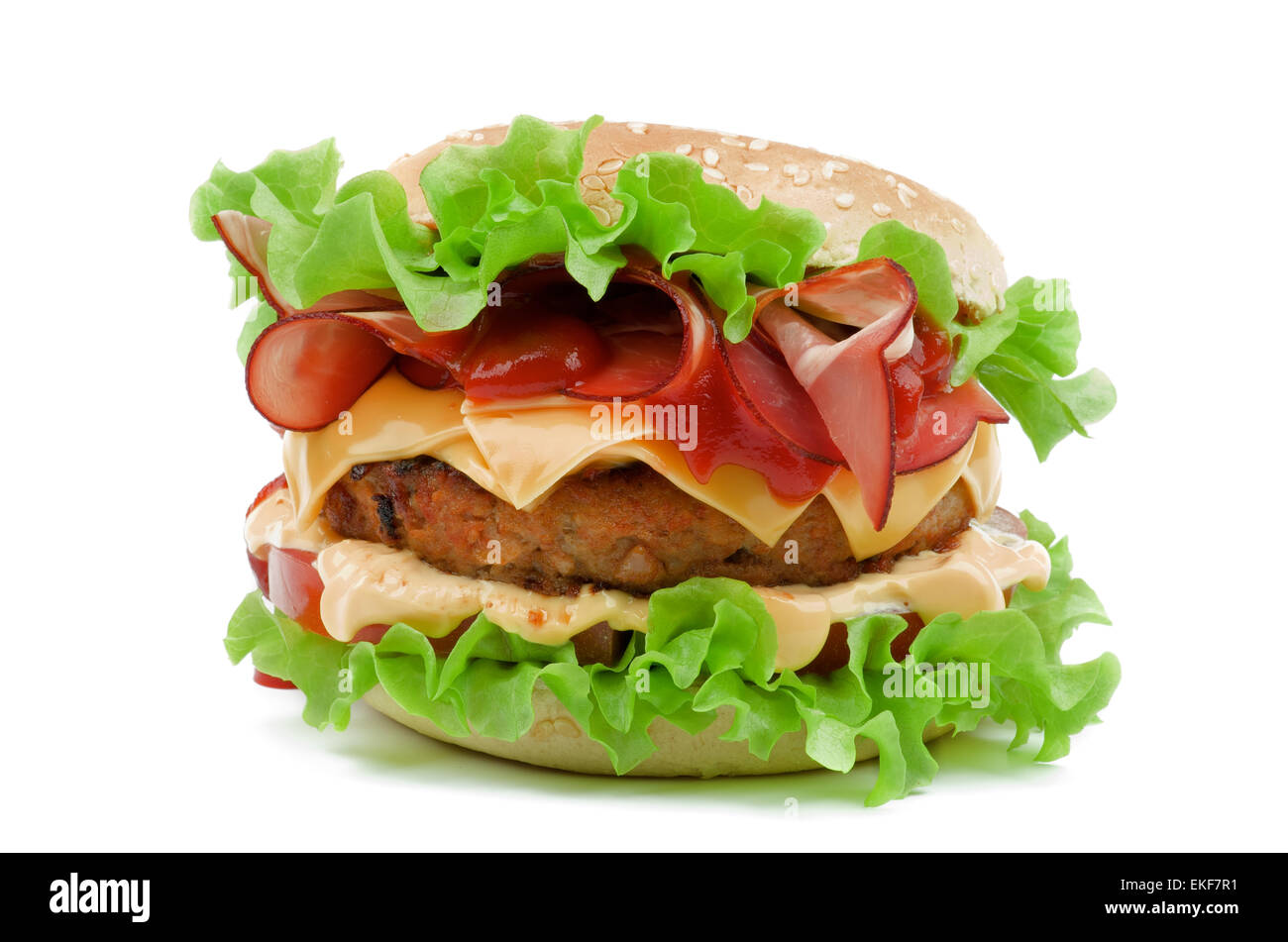 Hamburger with Bacon Stock Photo - Alamy
