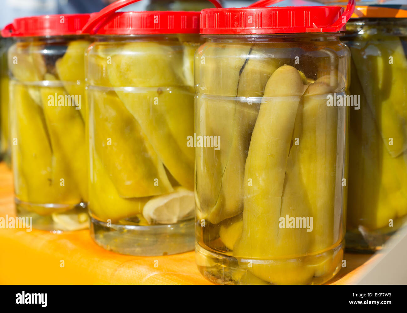 mediterranean pickled green pepper in vinegar Stock Photo Alamy