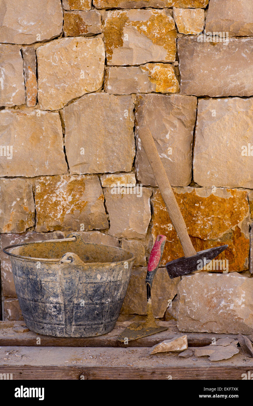 Hammer tools of stonecutter masonry work Stock Photo Alamy