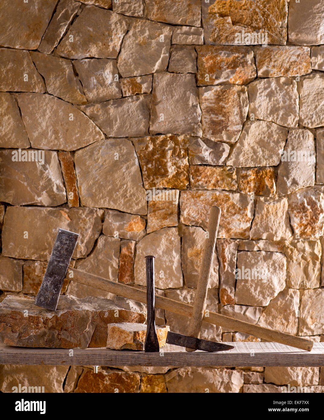 Hammer tools of stonecutter masonry work Stock Photo Alamy