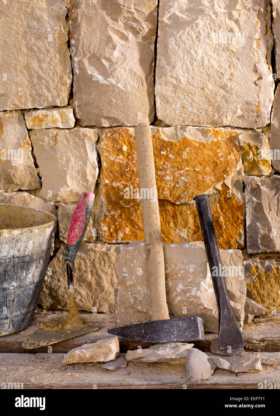 Hammer tools of stonecutter masonry work Stock Photo Alamy