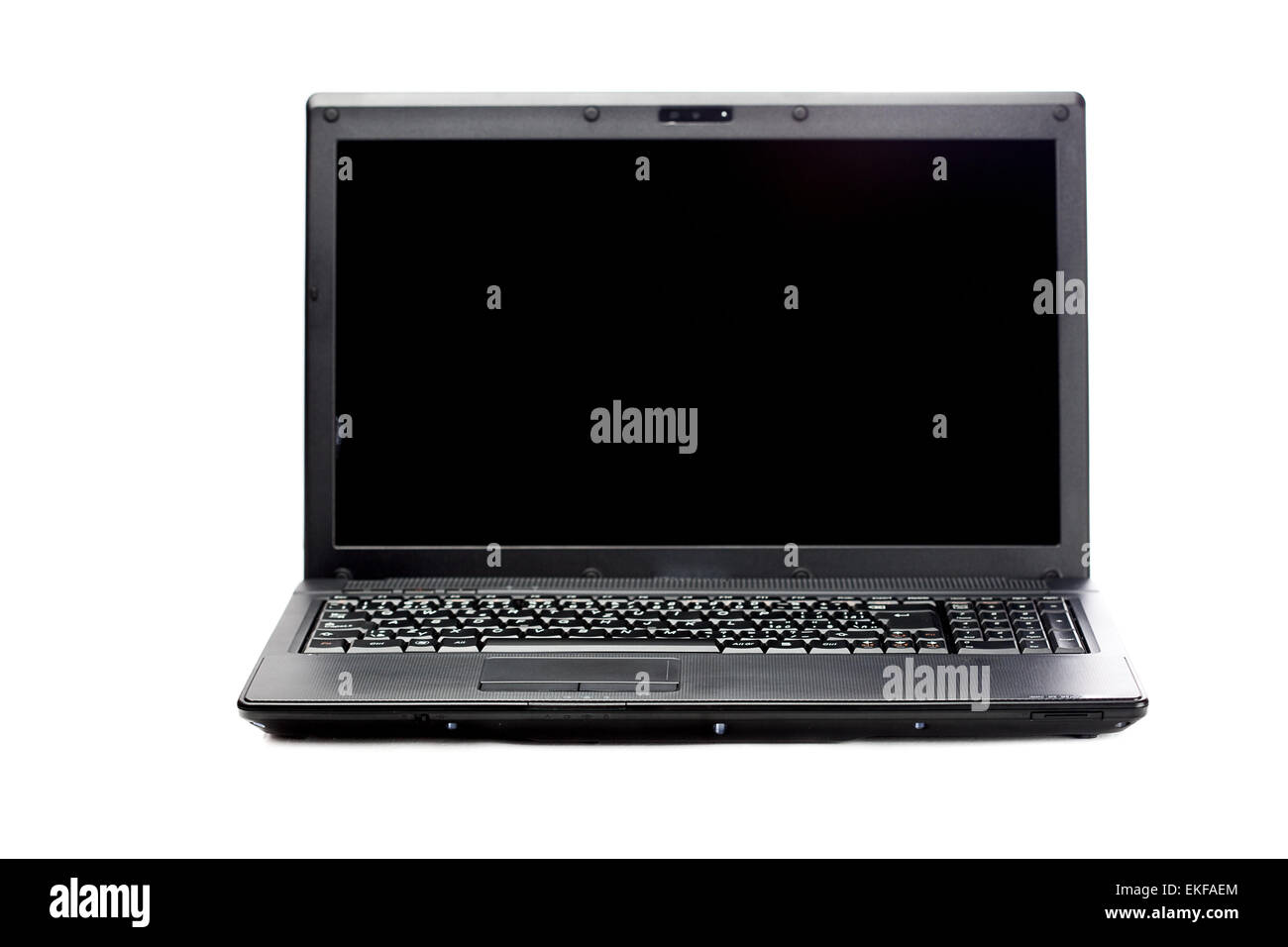 black laptop isolated on white Stock Photo - Alamy