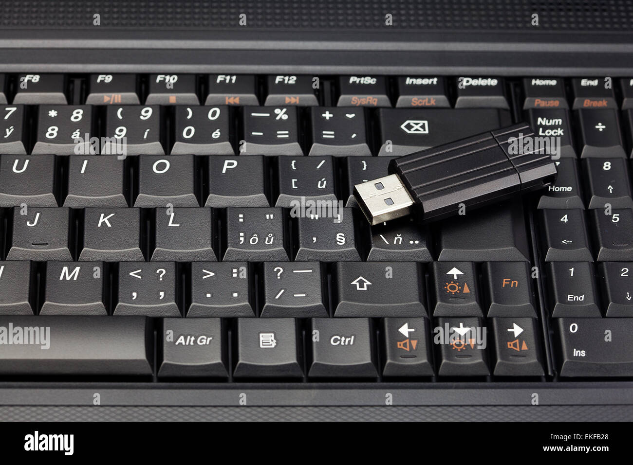 laptop keyboard and flash drive Stock Photo Alamy