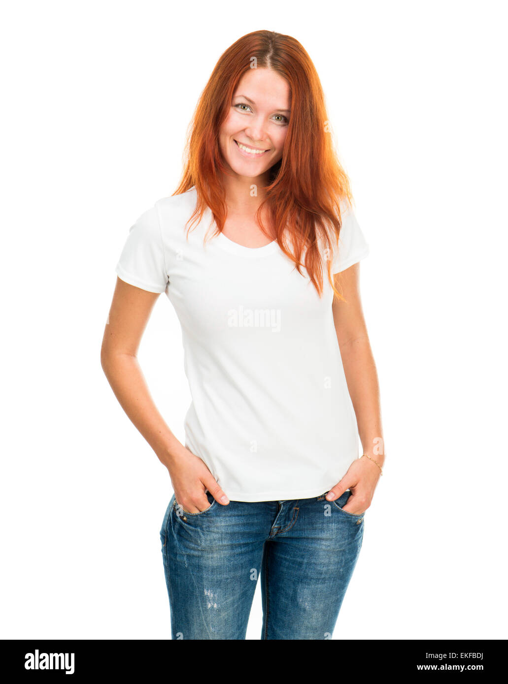 girl in white tshirt Stock Photo Alamy
