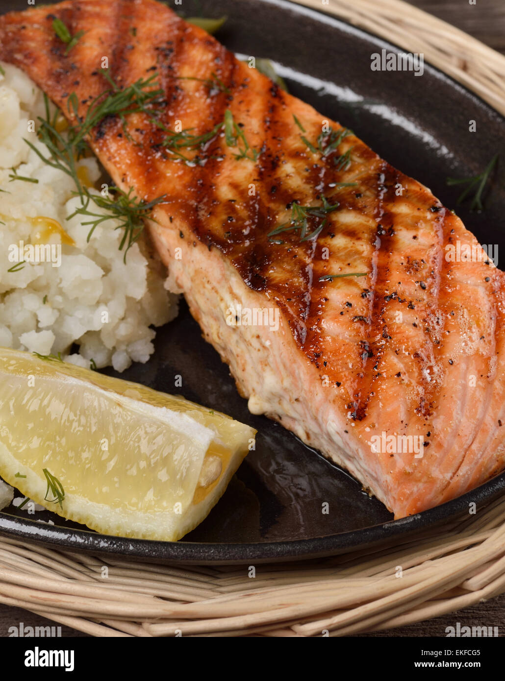 Grilled Salmon Fillet Stock Photo - Alamy