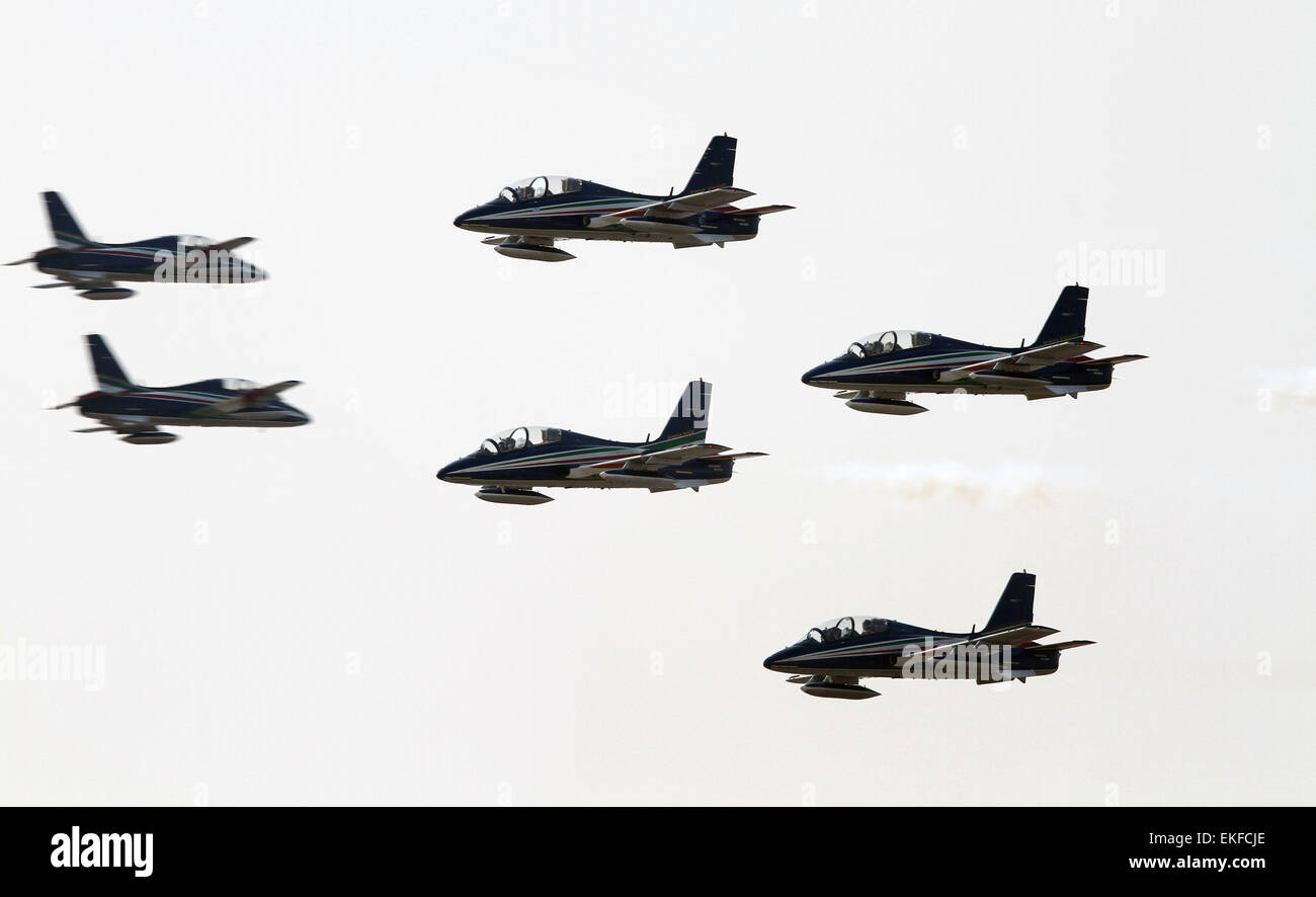 Aviano Airbase, Italy. 10th April, 2015. Frecce Tricolori the Italian ...