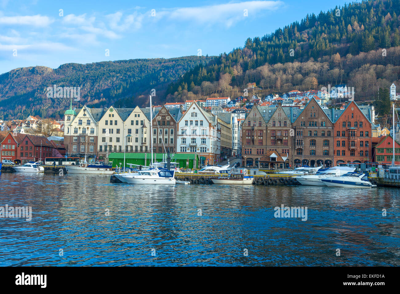 Bergen, Norway - February 14, 2015: historic buildings of Bryggen in the City of Bergen, Norway Stock Photo