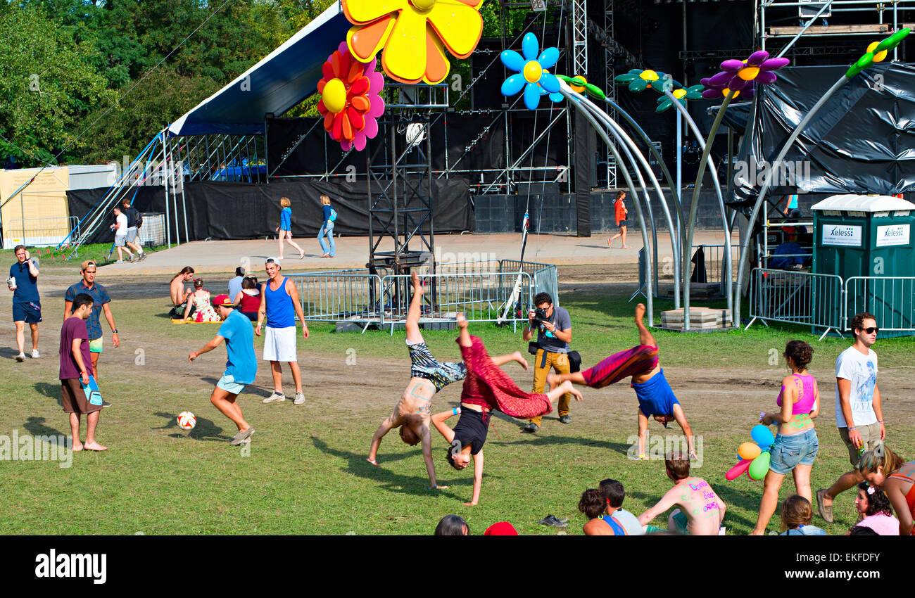 Revellers having fun on Sziget music festival. Stock Photo