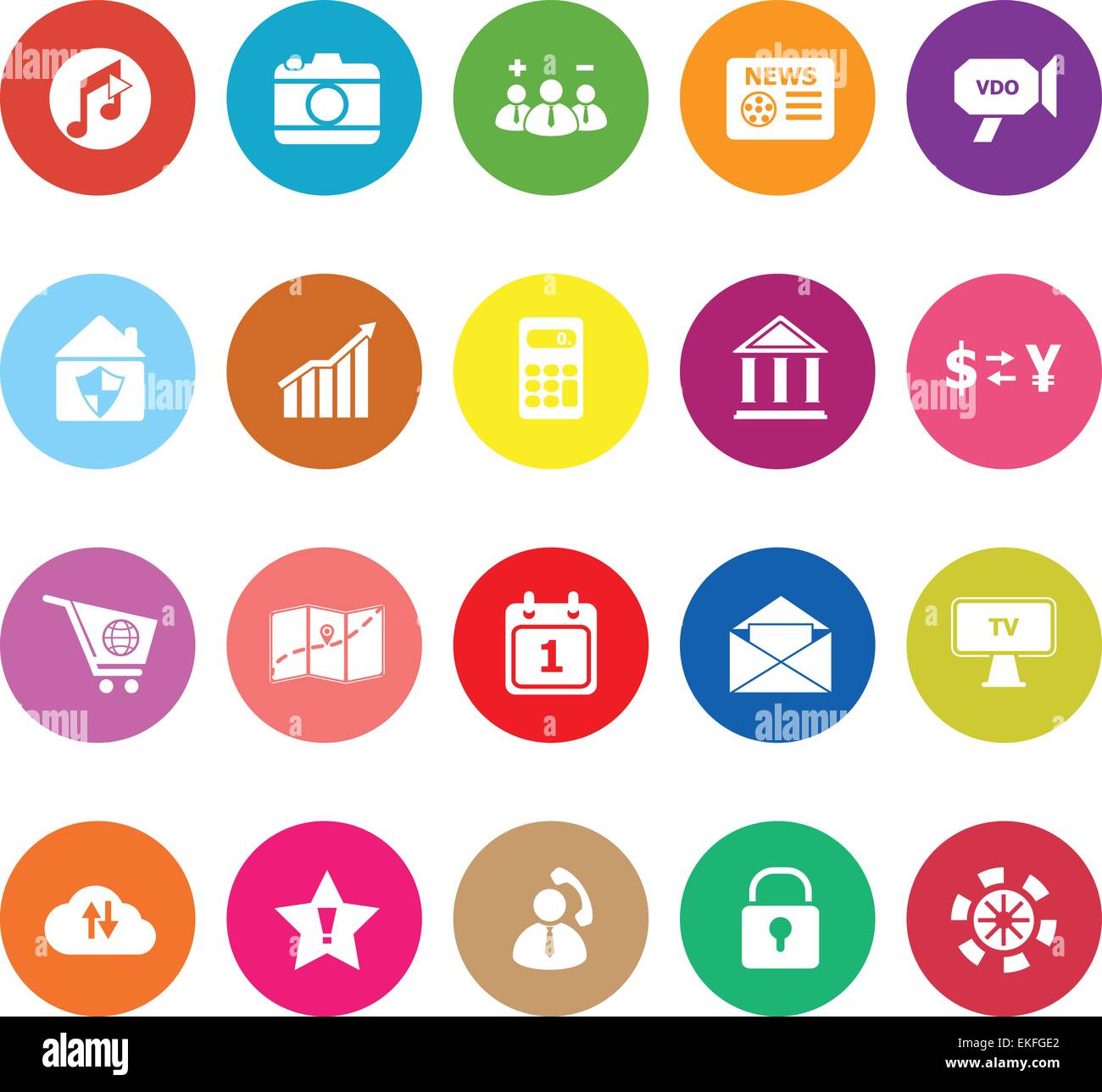 Smart phone flat icons on white background, stock vector Stock Vector ...
