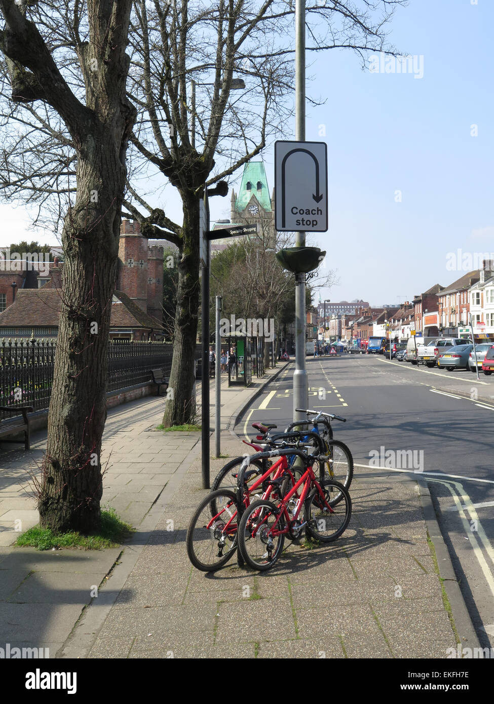 Winchester citycentre bicycle parking Stock Photo Alamy