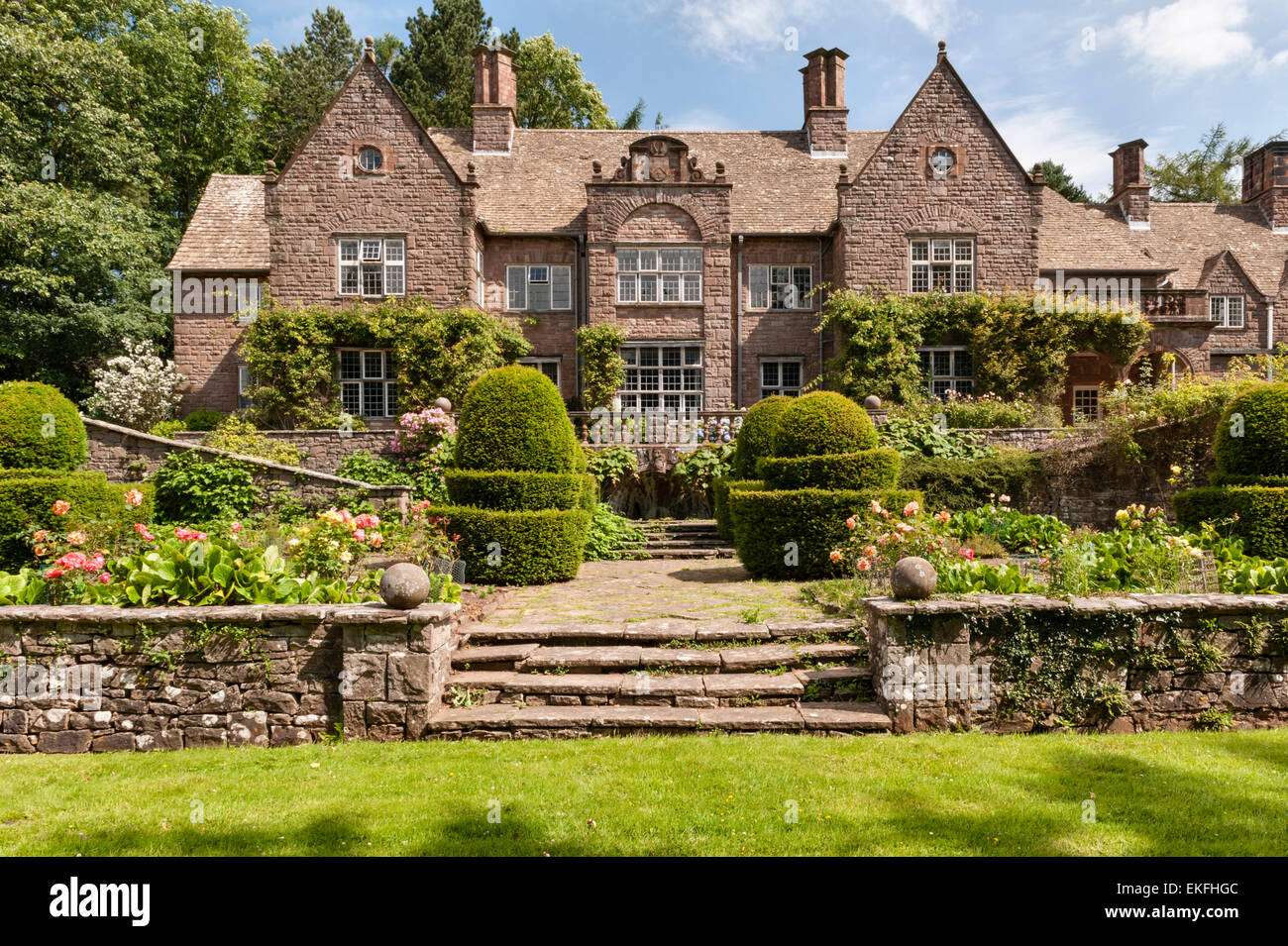 Wyndcliffe Court Gardens, Monmouthshire, Wales, UK. A 1922 Arts and