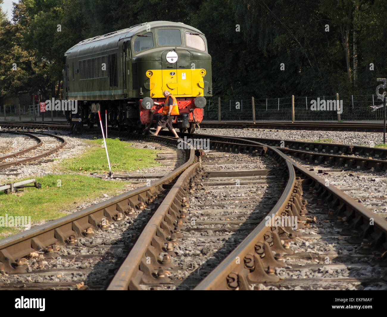 vintage diesel locomotive Penyghent, at Rowsley station,Peak rail,Matlock,derbyshire,UK Stock Photo