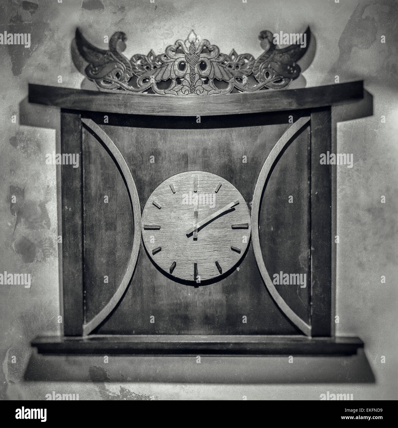 A wooden wall clock display Stock Photo Alamy