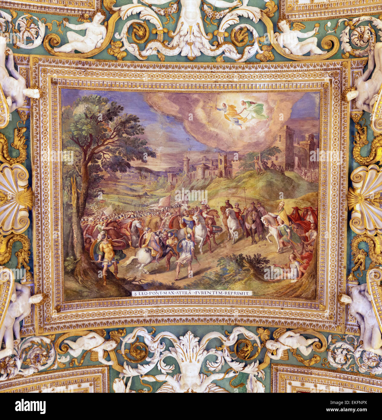 Painting of Saint Leo the Great meeting Attila Stock Photo