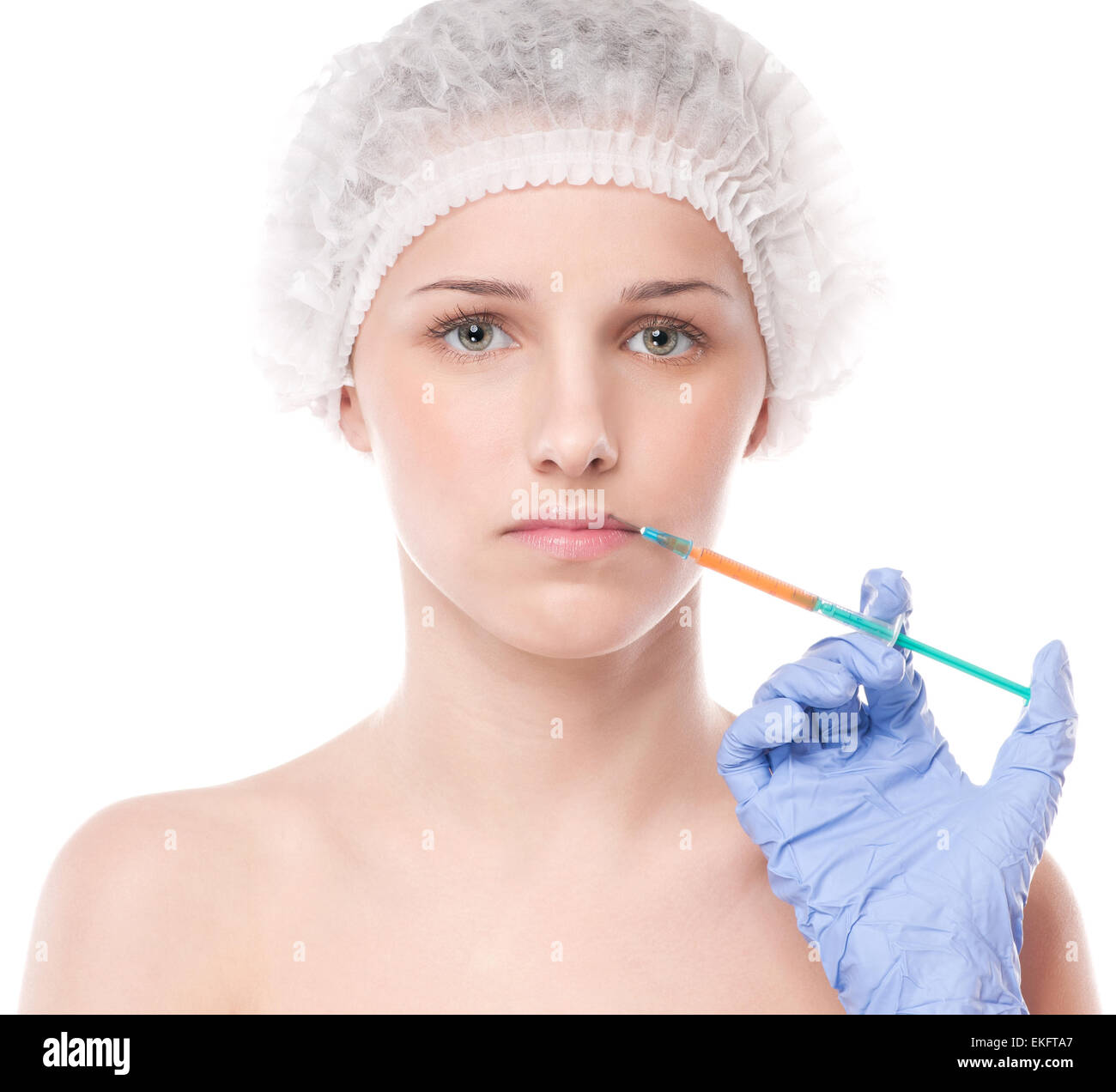 Cosmetic botox injection in face Stock Photo - Alamy