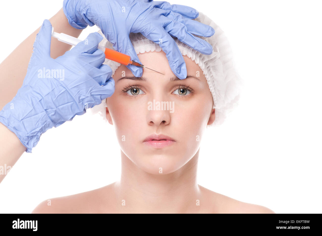 Cosmetic botox injection in face Stock Photo - Alamy