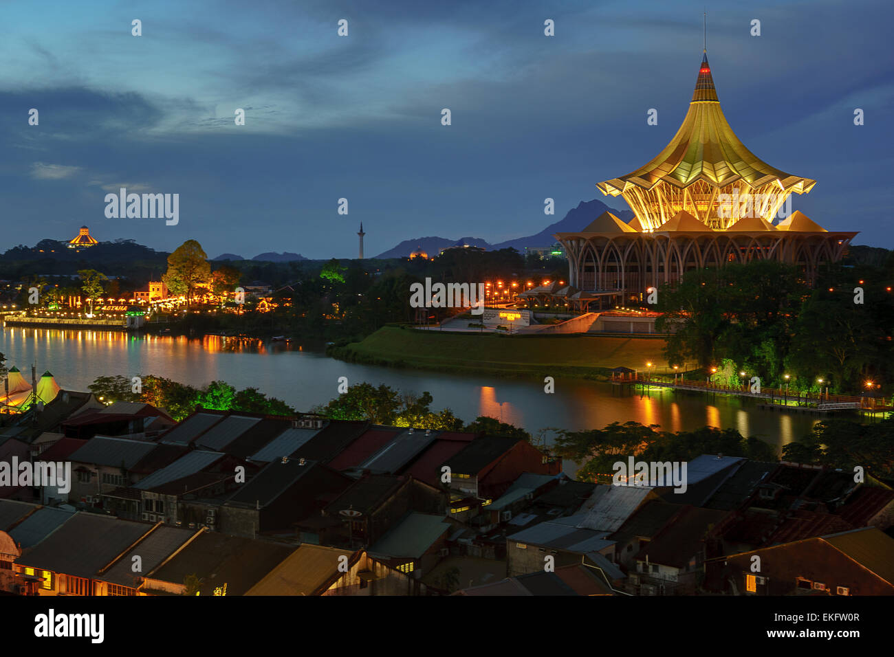 Cityscape of Kuching Sarawak Stock Photo