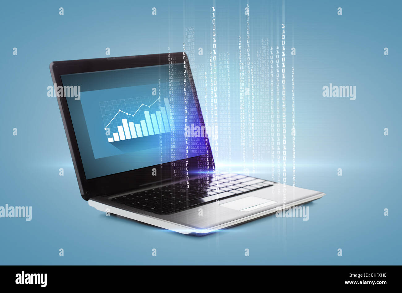 laptop computer with graph on desktop Stock Photo - Alamy
