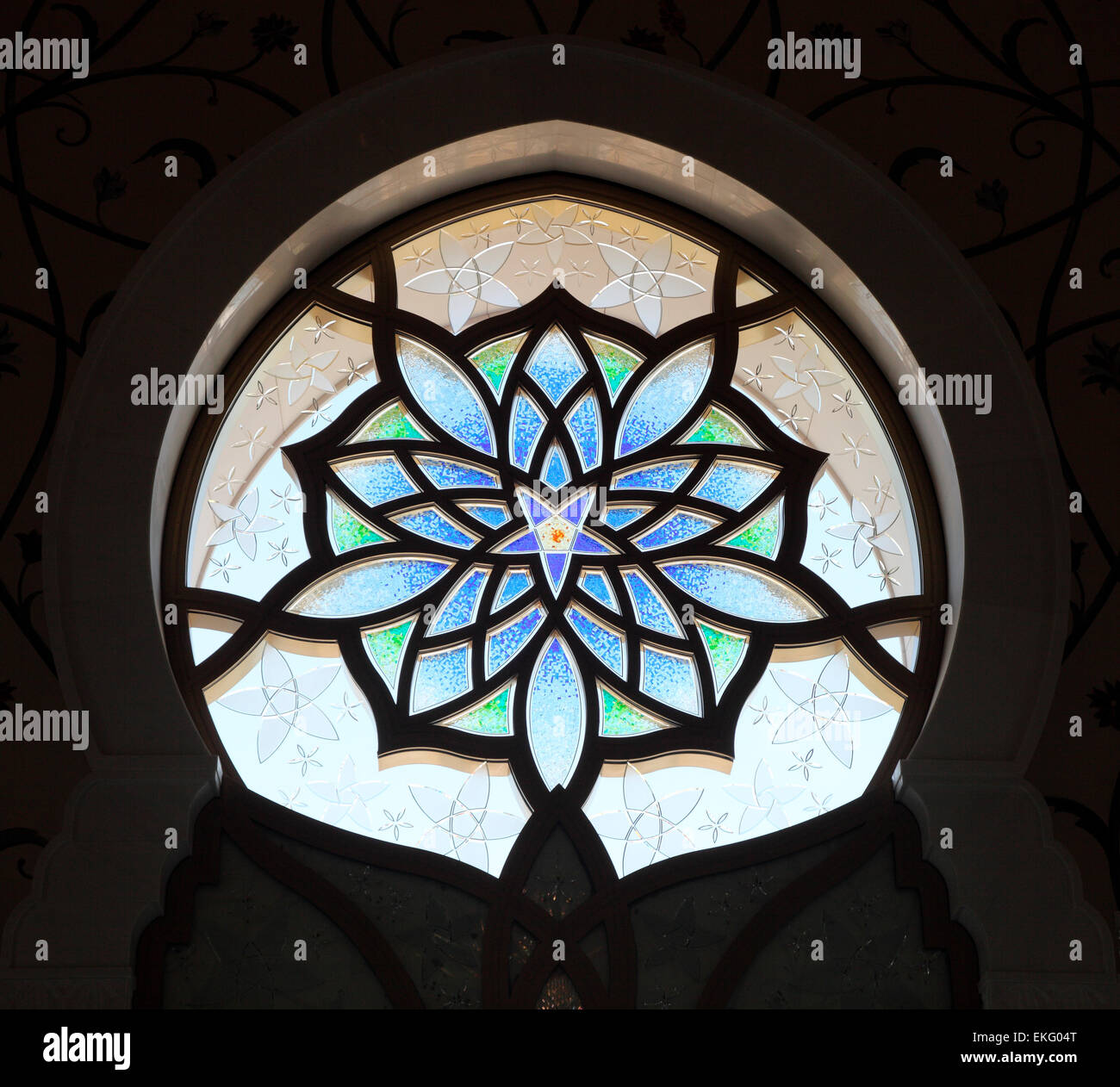 Sheikh zayed grand mosque stained glass hires stock photography and