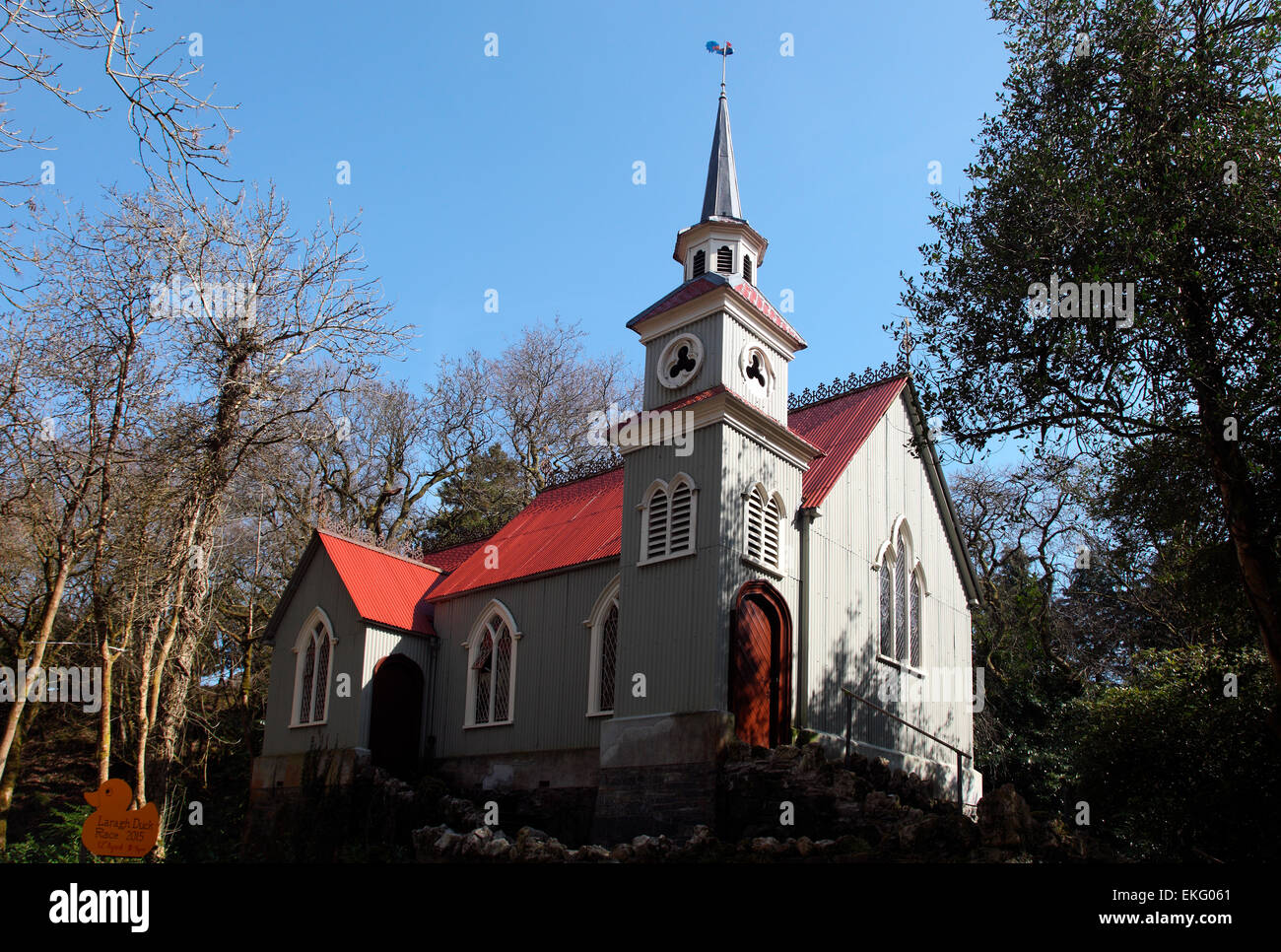 St Peter's tin tabernacle, corrugated tin church imported from Switzerland to Ireland in the 19th century. Stock Photo