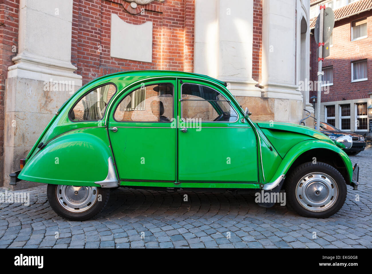 Old Citroen 2CV parked in the old city of Munster, North Rhine-Westphalia, Germany Stock Photo