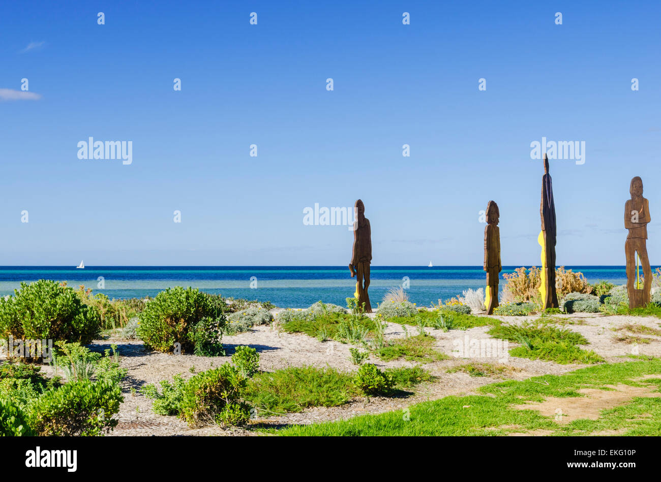 Sculpture on the dunes at Dunsborough Beach, Western Australia Stock Photo