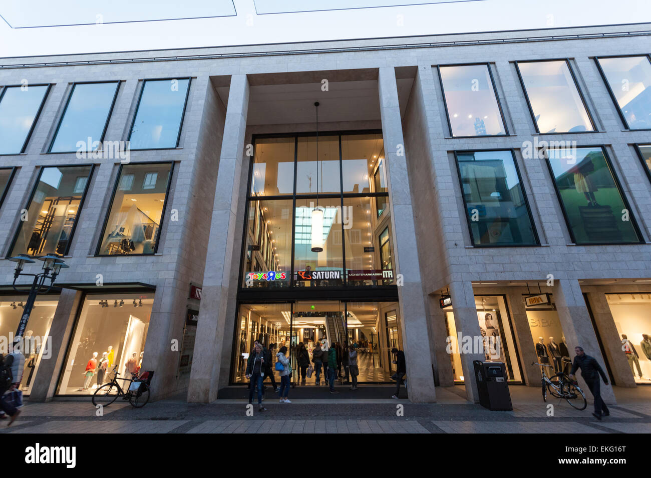 Entrance of the Modern Shopping Center Munsterarkaden in Munster
