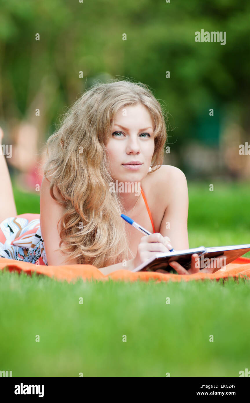 Beautiful young woman study Stock Photo - Alamy