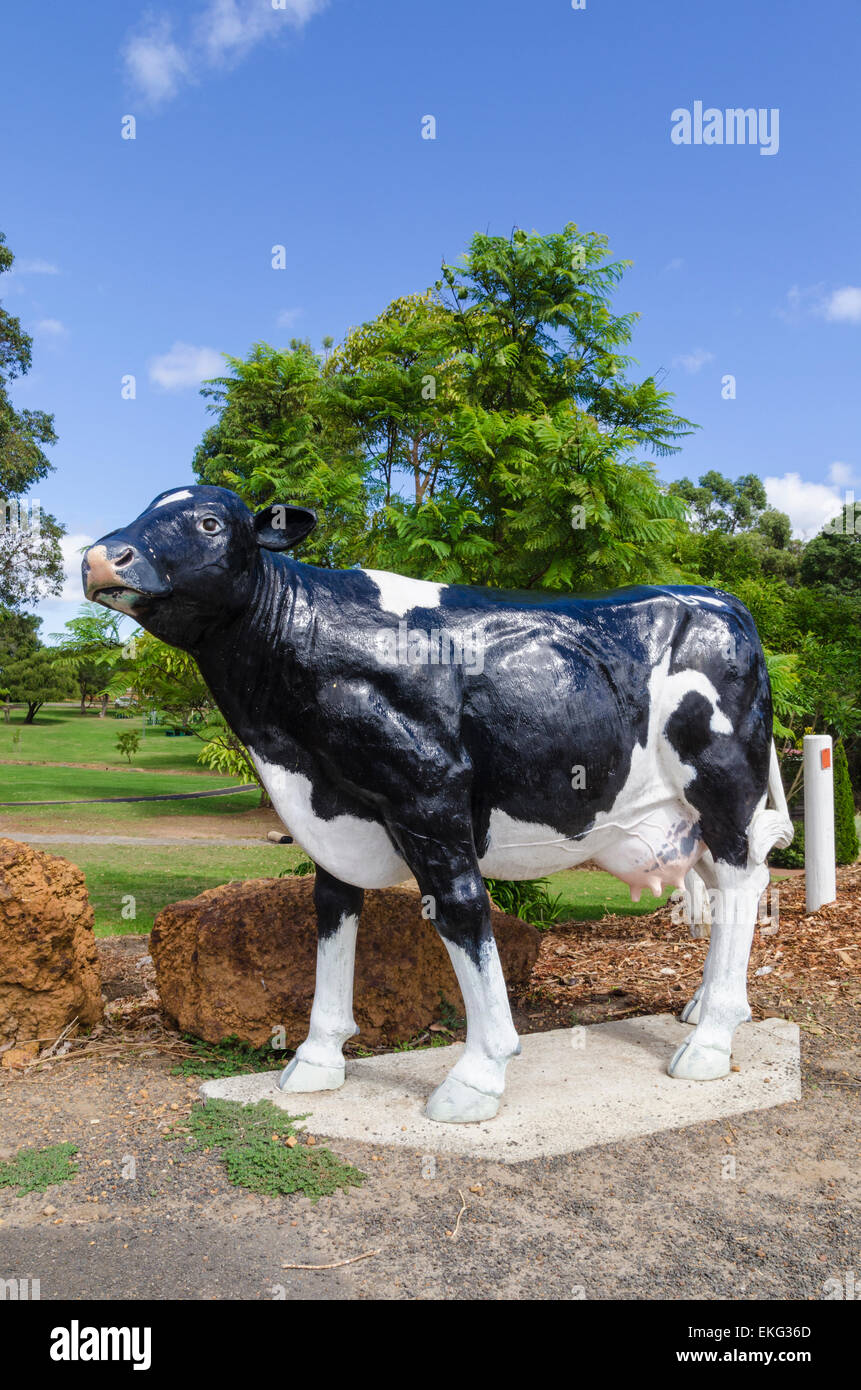 Lifesize Friesian dairy cows can be found throughout the country town